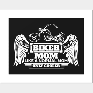 Biker Mom Like Normal But Cooler White Skeleton Wings Motorcycle T-Shirt Posters and Art